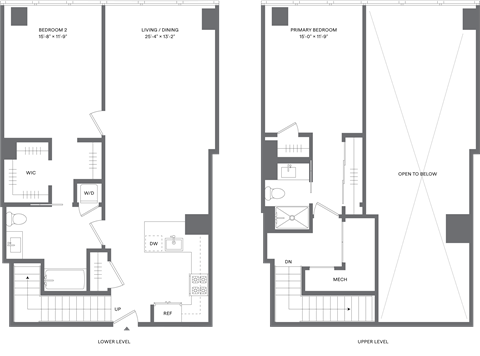 Floor plan for 2 beds, 2 baths, 1249 sqft